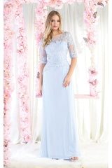 May Queen MQ1980 Boat Neck Embroidery Mother Of The Bride Dress