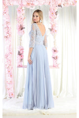 May Queen MQ1980 Pleated Embroidery Mother Of The Bride Gown