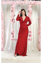 May Queen MQ1993 Long Sleeve Simple Evening Gown