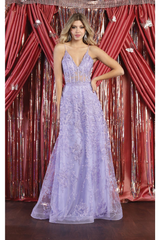 May Queen MQ1996 Embroiderd Lace Prom Gown