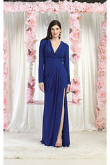 May Queen MQ1999 High Slit Evening Gown - ROYAL BLUE / 4