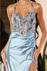 May Queen MQ2006 Cut Out Back Sleeveless Slit Formal Evening Gown - Dress