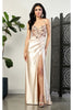 May Queen MQ2006 Cut Out Back Sleeveless Slit Formal Evening Gown - GOLD / 4 - Dress
