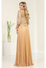 May Queen MQ2007 3/4 Sleeves Rhinestone Beaded Pleated Long Gown - Dress