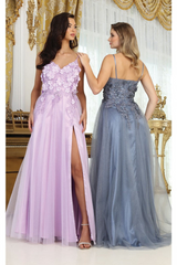 May Queen MQ2016 Sleeveless 3D Floral Embellished Pageant Evening Gown - Dress