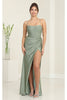 May Queen MQ2026 Strappy Corset Bone Slit Prom Long Sexy Formal Gown - SAGE / 2 - Dress