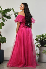 May Queen MQ2033 Sweetheart Puffed Sleeves Gala Long Gown - Dress