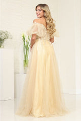 May Queen MQ2033 Sweetheart Puffed Sleeves Gala Long Gown - Dress