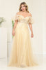 May Queen MQ2033 Sweetheart Puffed Sleeves Gala Long Gown - GOLD / 4 - Dress