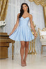 May Queen MQ2048 Corset Bodice Cocktail Short Dress - BABY BLUE / 2 - Dress