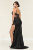 May Queen MQ2055 Corset Lace Embellished Prom Sequin Gown - Dress