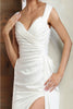 May Queen MQ2056B Ivory Ruched Lace Up Back Wedding Gown - Dress