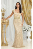 May Queen MQ2062 Floral Appliqued Long Mesh Formal Gown - Dress