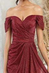 May Queen MQ2063 Off-Shoulder Mother of the Bride Ruched Gown - Dress