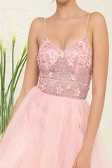 May Queen MQ2067 V-Neck Glitter A-Line Short Prom Dress - Dress