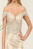 May Queen MQ2069 Off-Shoulder Sheer Embroidered Short Homecoming Dress - Dress