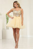 May Queen MQ2082 A-Line Glitter Spaghetti Strap Party Dress - CHAMPAGNE / 2 - Dress