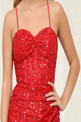 May Queen MQ2085 Sweetheart Cocktail Short Sequin Dress - Dress