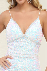 May Queen MQ2087 Sleeveless Prom Short Sequined Dress - Dress