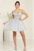 May Queen MQ2091 Off-Shoulder Corset Floral Cocktail Dress - Dress