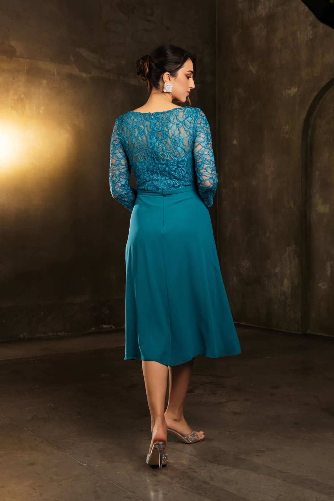 May Queen MQ2100 3/4 Sleeves Tea Length Mother of the Bride Dress - Dress