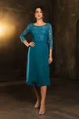 May Queen MQ2100 3/4 Sleeves Tea Length Mother of the Bride Dress - Dress