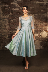 Mother Of The Bride A-Line Round Neck Semi Formal Dress By May Queen MQ2057 - SAGE / M - Dress