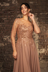 Mother Of The Bride Dress Long Sleeve A-Line Gown By May Queen MQ2161 - Dress