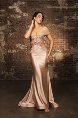 Mother Of The Bride Dress Off The Shoulder Sequin Gown By May Queen MQ2151 - Dress