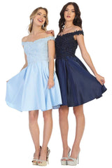 Off Shoulder Cocktail A-line short Dress