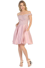 Off Shoulder Cocktail A-line short Dress