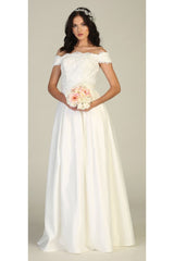 Off The Shoulder Long Ballroom Classy Dress - IVORY / 4