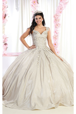 Glittery Quinceañera Ball Gown - CHAMPAGNE / 4
