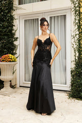 Pageant Dress V-Neck Sleeveless Mermaid Formal Dress By May Queen MQ2123 - BLACK / 4 - Dress