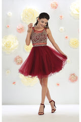 Party Cocktail Dress - Burgundy / 4