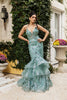 Prom Dress Plunging V-Neck Beaded Formal Gown By Royal Queen RQ8148 - SAGE / 4 - Dress