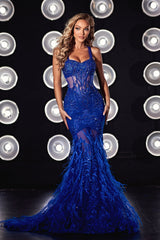 Portia and Scarlett's Enchanting Feathered Trumpet Gown: Elevate Your Special Moments