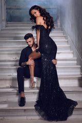 Captivate with Portia and Scarlett: Ethereal Elegance in a Shimmering Mermaid Gown
