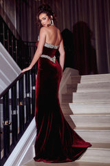 Indulge in Opulence: Portia and Scarlett's Velvet Jewel-Embellished Mermaid Gown