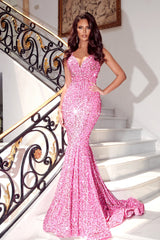 Portia and Scarlett's Shimmering Sequined Mermaid Gown: A Glamorous Statement for Special Occasions