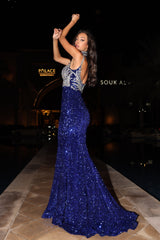 Shimmering Elegance: Portia and Scarlett's PS24614 Cobalt Mermaid Dress for Unforgettable Occasions