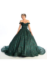 Quinceanera Dress Ball Gown Embroidered Glitter Off Shoulder LK169 - Dress