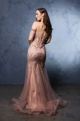 Red Carpet Dress Off Shoulder Mermaid Evening Gown By May Queen MQ2136 - Dress