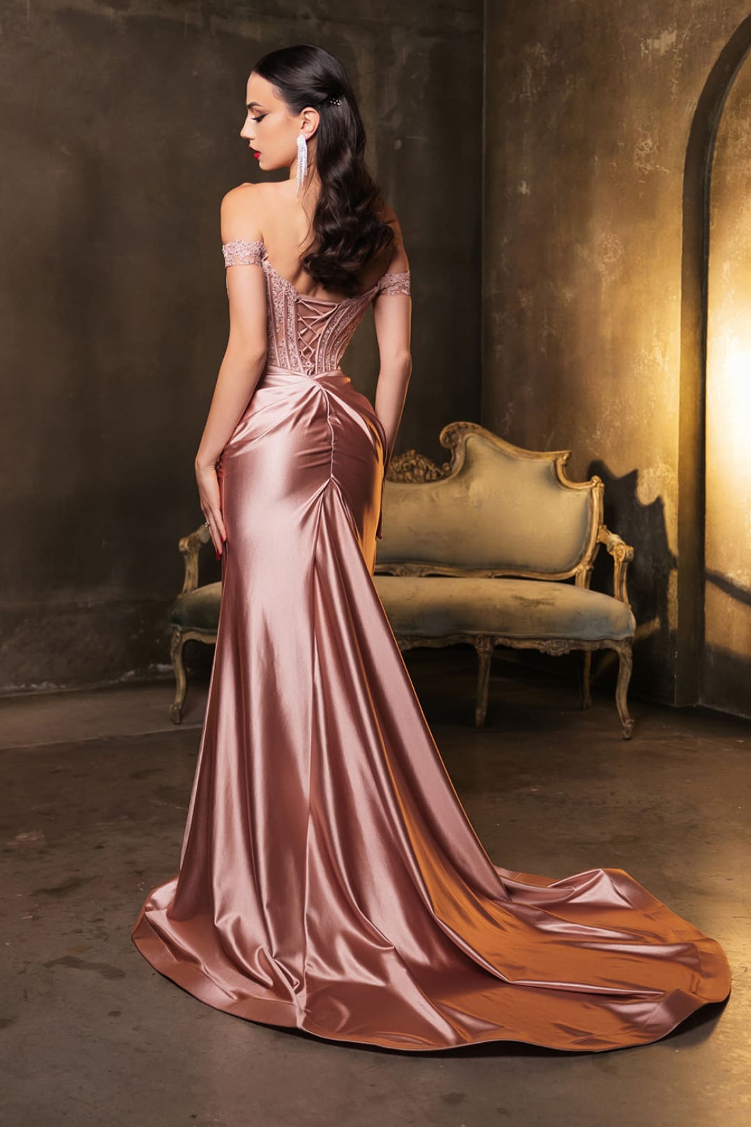 Red Carpet Dress Off Shoulder Sequin Formal Gown By May Queen MQ2146B - Dress