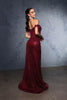Red Carpet Dress Off-Shoulder Sequin High Split By May Queen MQ2132 - Dress