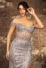 Red Carpet Dress Off-Shoulder Sequin High Split By May Queen MQ2132 - Dress