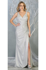 Red Carpet Metallic Formal Dress - SILVER / 4