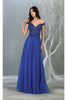 Royal Queen RQ7864 Off-Shoulder Sequin Embellished Prom Dress - ROYAL BLUE / 4 - Dress