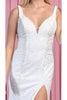 V-Neck Beaded Long Wedding Gown - Dress