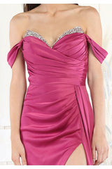 Royal Queen RQ7971 Off Shoulder Prom Satin Dress - Dress